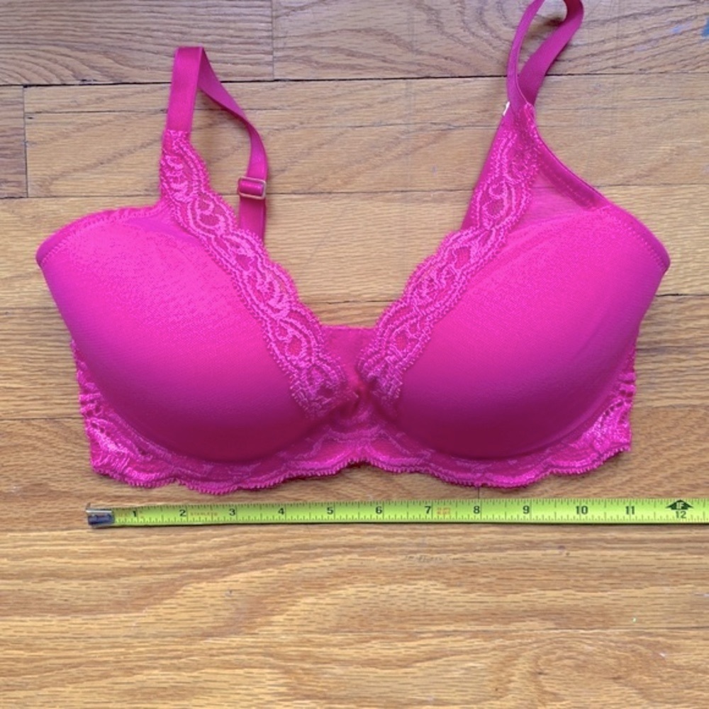 Natori Feathers Plunge Bra Size 32DD Hot Pink - Picture 4 of 7